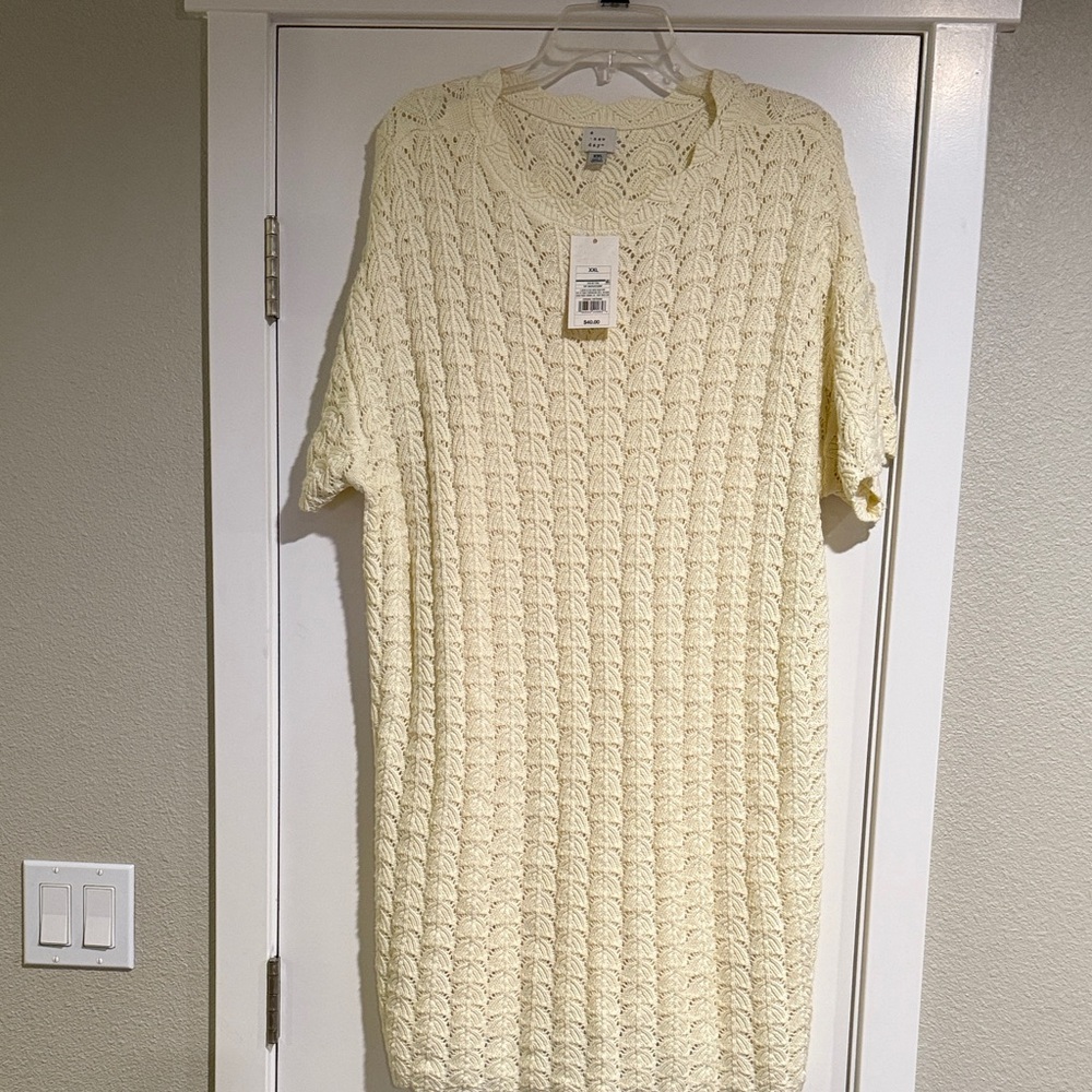 A New Day Cream Knit Lined Sweater Dress